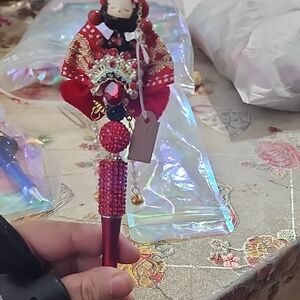 Decorative Red Pen with Doll Topper